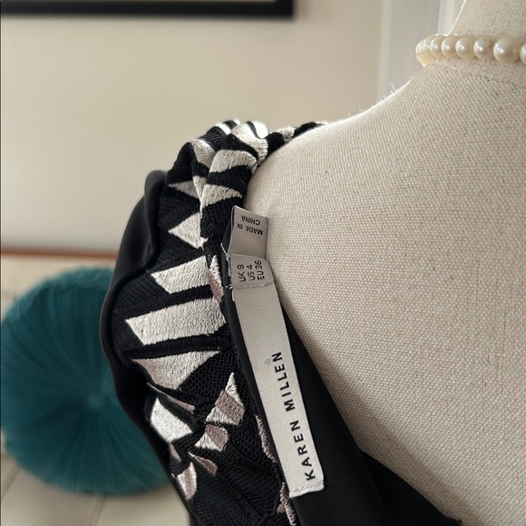 Karen Millen Illusion Neckline & Back Tribal Embroidery Dress - Picture 5 of 8